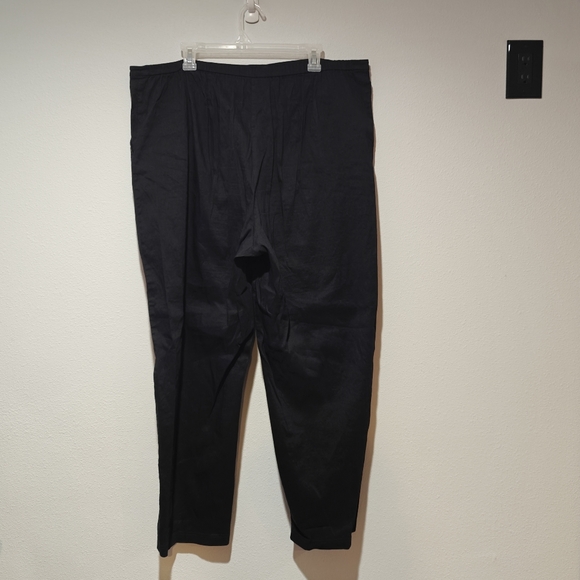 Eileen Fisher Linen Blend Pants 3X Black Pockets Italian Fabric High Waisted - Picture 3 of 8